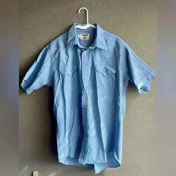 Ruddock Other - Vintage Ruddock Pearl Snap Blue Striped Shirt Size 17 Western Rodeo